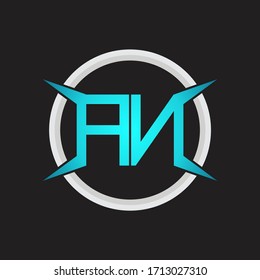 Monograma de logotipo con plantilla de diseño de forma circular y de cuatro ejes