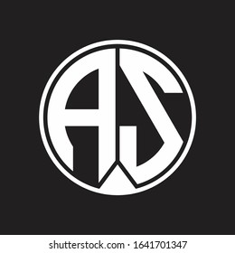 AS Logo monogram circle with piece ribbon style on black background