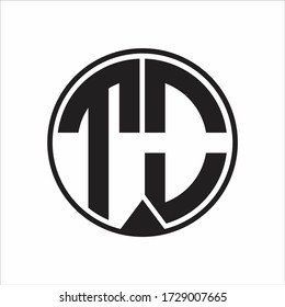 TO Logo monogram circle with piece ribbon style on white background