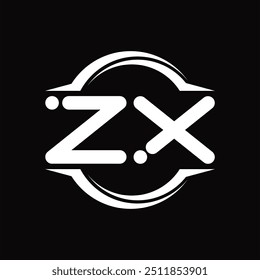 Logo monogram with circle rounded slice shape black background design template