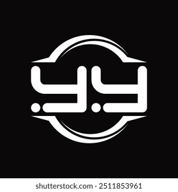 Logo monogram with circle rounded slice shape black background design template