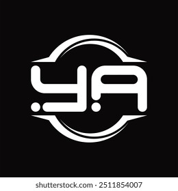 Logo monogram with circle rounded slice shape black background design template