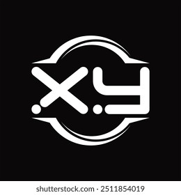 Logo monogram with circle rounded slice shape black background design template