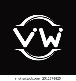 Logo monogram with circle rounded slice shape black background design template