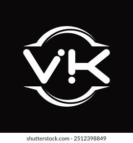 Logo monogram with circle rounded slice shape black background design template