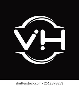 Logo monogram with circle rounded slice shape black background design template