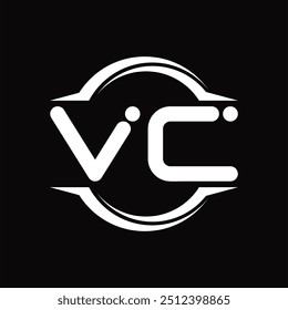 Logo monogram with circle rounded slice shape black background design template