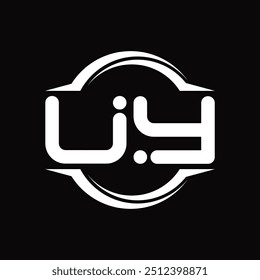 Logo monogram with circle rounded slice shape black background design template