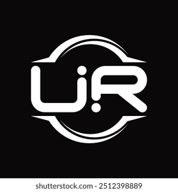 Logo monogram with circle rounded slice shape black background design template