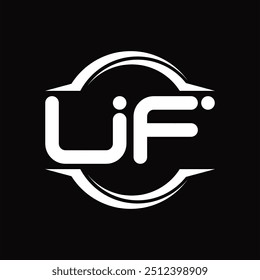 Logo monogram with circle rounded slice shape black background design template