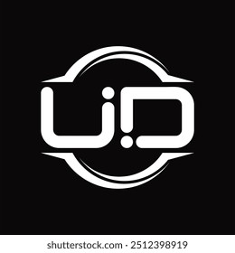 Monograma de logotipo com círculo arredondado fatia forma fundo preto modelo de design