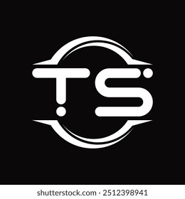 Logo monogram with circle rounded slice shape black background design template