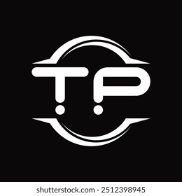 Logo monogram with circle rounded slice shape black background design template