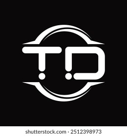 Logo monogram with circle rounded slice shape black background design template