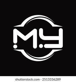 Logo monogram with circle rounded slice shape black background design template