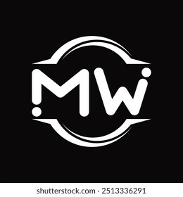 Logo monogram with circle rounded slice shape black background design template