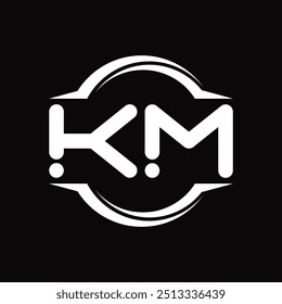 Logo monogram with circle rounded slice shape black background design template