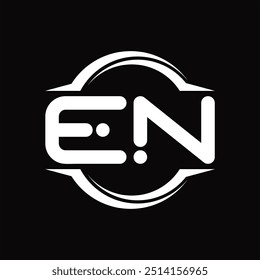 Logo monogram with circle rounded slice shape black background design template