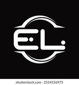 Logo monogram with circle rounded slice shape black background design template