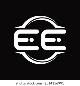 Logo monogram with circle rounded slice shape black background design template