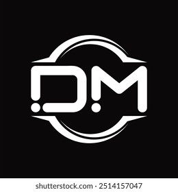 Logo monogram with circle rounded slice shape black background design template