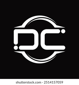 Logo monogram with circle rounded slice shape black background design template