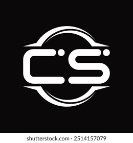 Monograma de logotipo com círculo arredondado fatia forma fundo preto modelo de design