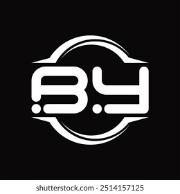 Logo monogram with circle rounded slice shape black background design template