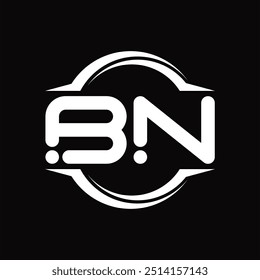 Logo monogram with circle rounded slice shape black background design template