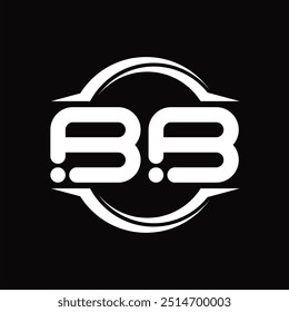 Logo monogram with circle rounded slice shape black background design template