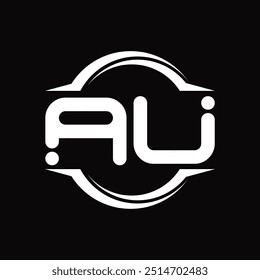 Monograma de logotipo com círculo arredondado fatia forma fundo preto modelo de design