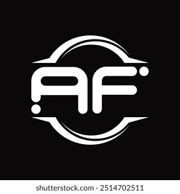 Logo monogram with circle rounded slice shape black background design template