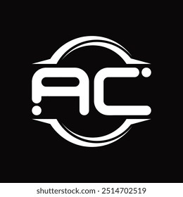 Logo monogram with circle rounded slice shape black background design template