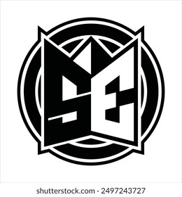 Logo monogram design template with mirror shield shape and circle rounded