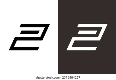 logo monogram design that forms the number "2". Black and white background.