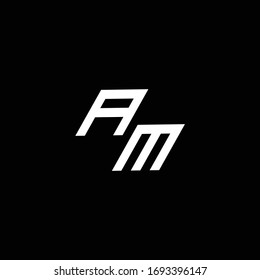 AM logo monogram with up to down style modern design template isolated on black background