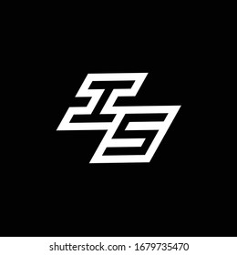 IS logo monogram with up to down style negative space design template isolated on black background
