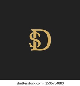 Logo monogram DS - Golden vector sign