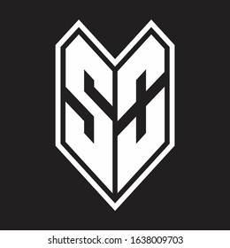 SO Logo monogram with emblem line style isolated on black background