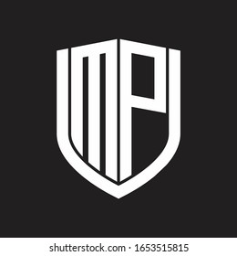 Logo monogram with emblem shield design isolated on black background