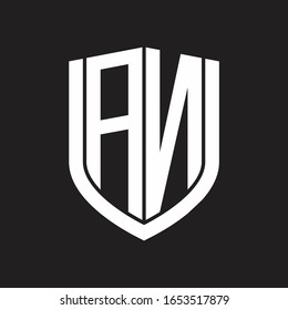AN Logo monogram with emblem shield design isolated on black background