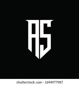 Monograma del logotipo AS con plantilla de diseño de estilo de escudo de emblemas