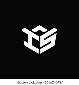 IS Logo-Monogramm mit Farbbanddesign-Vorlage im Emblem