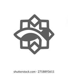 the logo is the monogram fish and octagon. Unique and elegant.