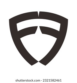 FORMA DE ESCUDO "F" Y "F" DE LA FUENTE DE MONOGRAMA DE LOGO