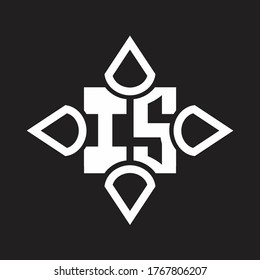 IS Logo monogram with four cone rounded by the shape design template