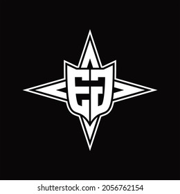 EG Logo monogram with four direction arrows design template on black background