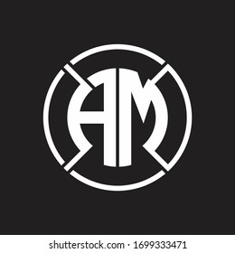AM Logo monogram with four part circle slash rounded design template
