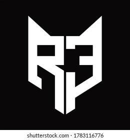 RE Logo monogram with fox head shape design template