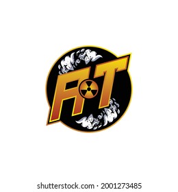 AT Logo Monogram Gaming with Gas Shape designs template vector icon modern